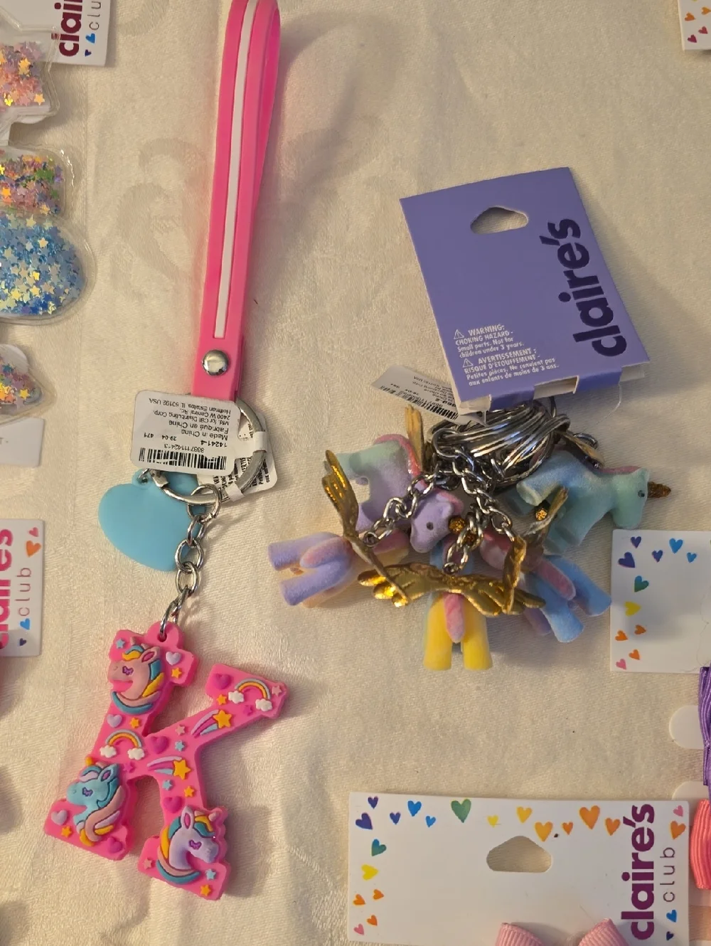 16 Claire's Pastel Hair Clip & Bow Assortment & Key Rings New